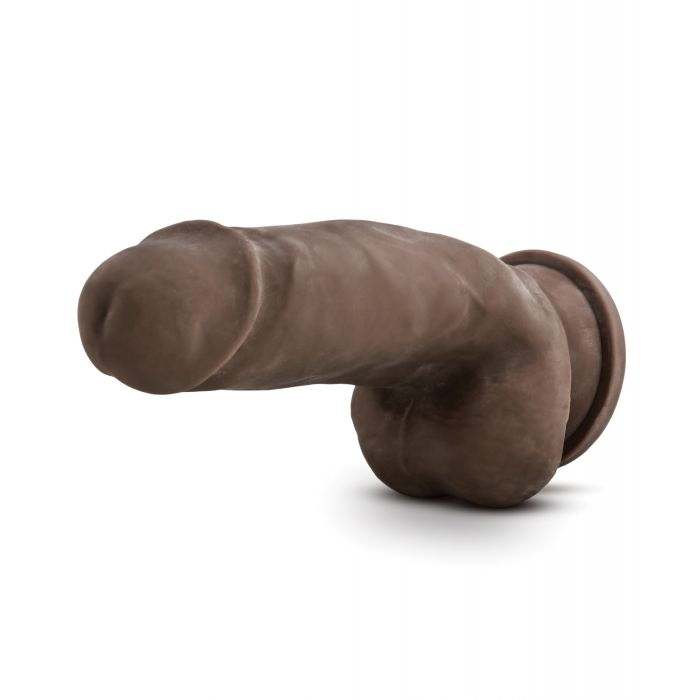 Au Naturel 7 Inch Sensa Feel Fat Boy dildo in chocolate color with lifelike texture and suction cup base