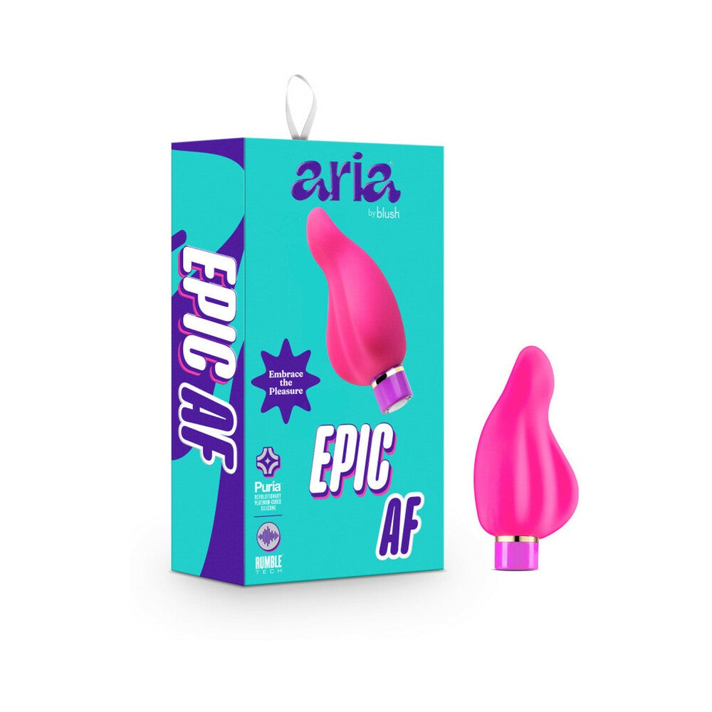 Aria Epic AF rechargeable fuchsia silicone mini vibrator with curved design and magnetic USB charging