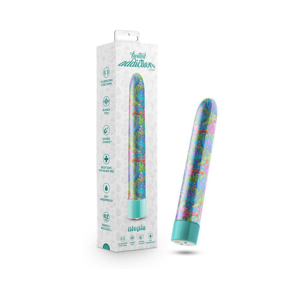 Limited Addiction Utopia Rechargeable 7 in. Vibrator Aqua by Vibrators and Massagers