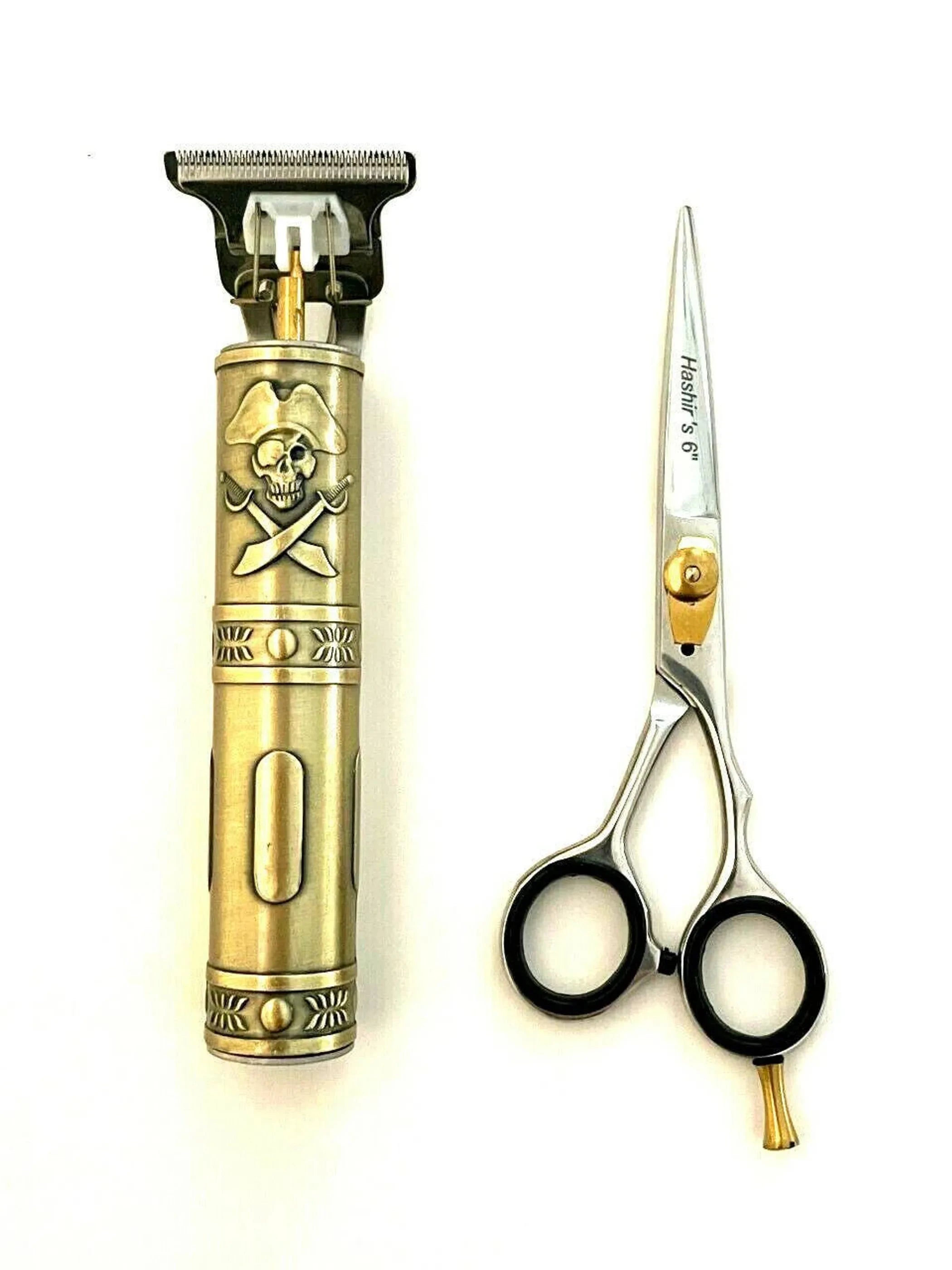Barber Men's Hair Clipper T-liner T-blade USB Rechargeable+ German Hashir's Barber Scissors Set by Personal Care