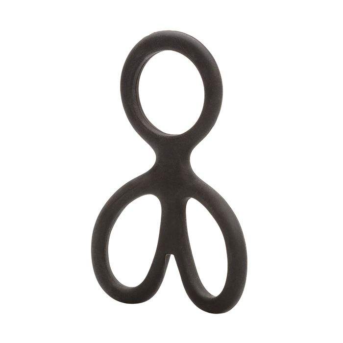 Black silicone ball spreader kitchen tool with ergonomic handle for easy spreading and food preparation.