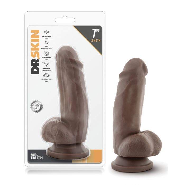 Dr. Skin - Mr. Smith 7 inch chocolate realistic dildo with suction base and lifelike texture