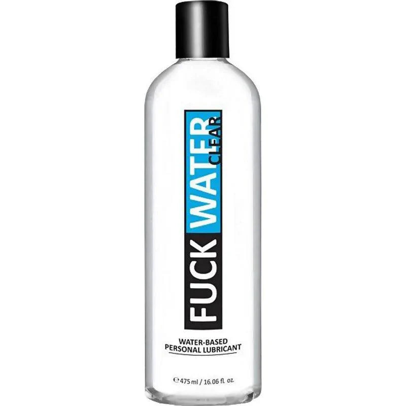 Fuck Water Clear H2O 16oz water-based personal lubricant bottle with black cap and bold label