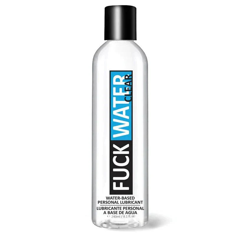 Fuck Water Clear H2O 8oz water-based personal lubricant with clear, non-sticky formula in a transparent bottle with black cap