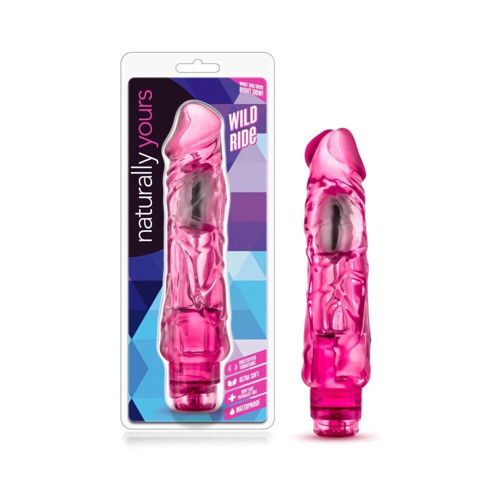 Pink Naturally Yours Wild Ride 9-inch realistic vibrating dildo with flexible design and waterproof feature