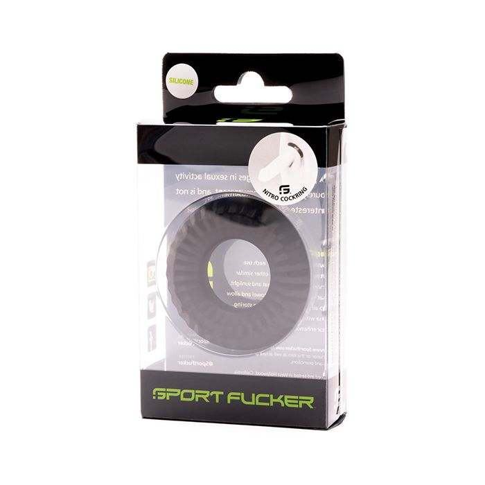 Sport Fucker Nitro Ring high-performance durable silicone cock ring in black packaging