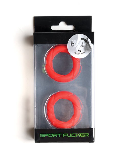 Sport Fucker Ready Rings durable red silicone training and exercise rings set in packaging