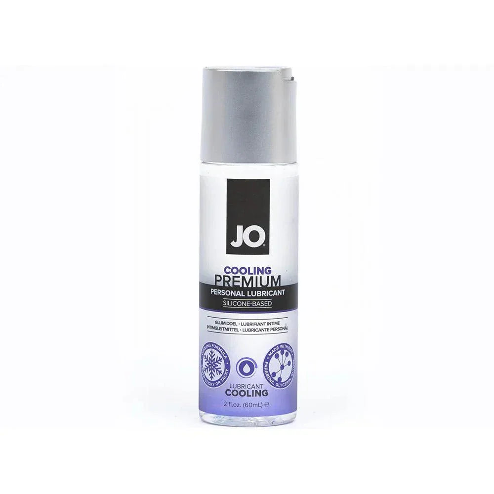 JO Premium Cooling Silicone-Based Lubricant 2 oz bottle with cooling effect and long-lasting glide
