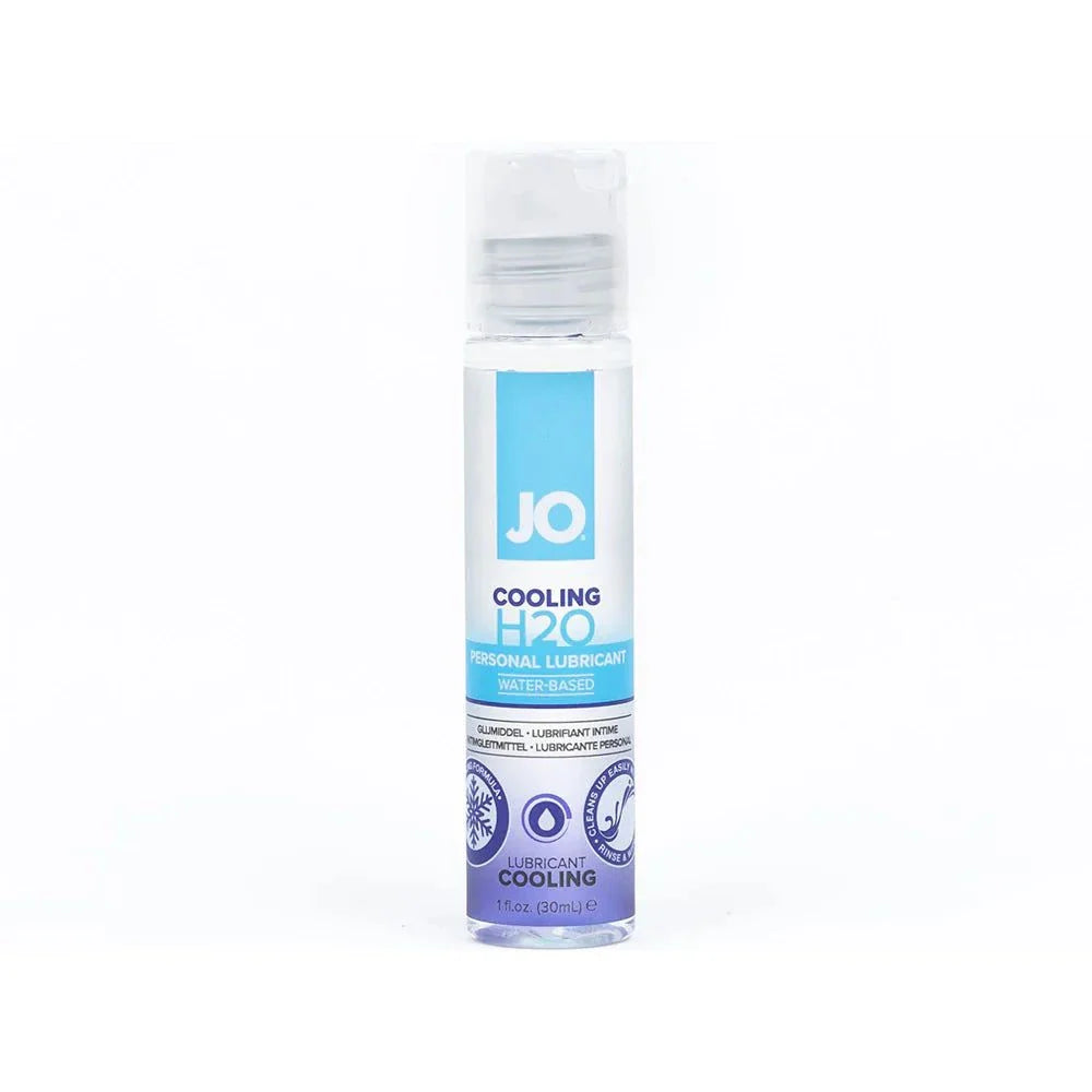 JO H2O Cooling water-based personal lubricant 1oz bottle with refreshing cooling sensation and silky-smooth glide.