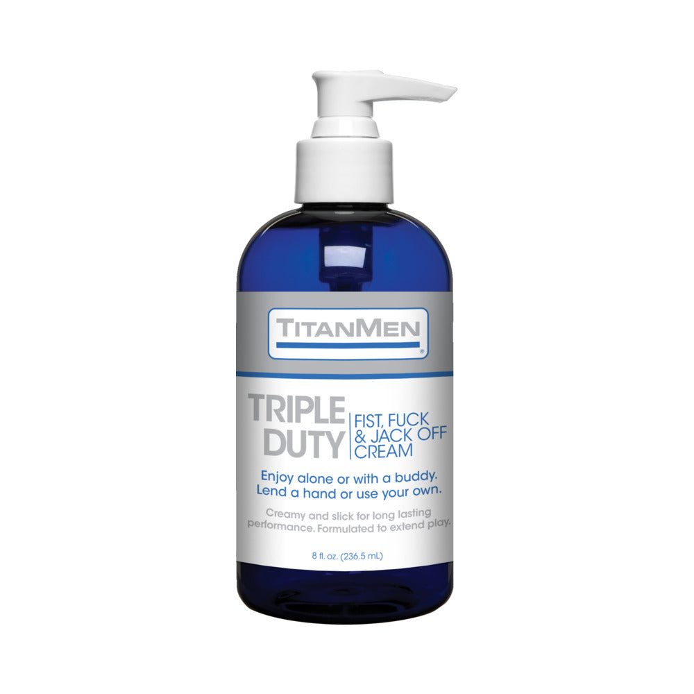 TitanMen Triple Duty Fist, Fuck & Jack Off Cream 8oz with pump bottle for long-lasting smooth glide and intimate pleasure