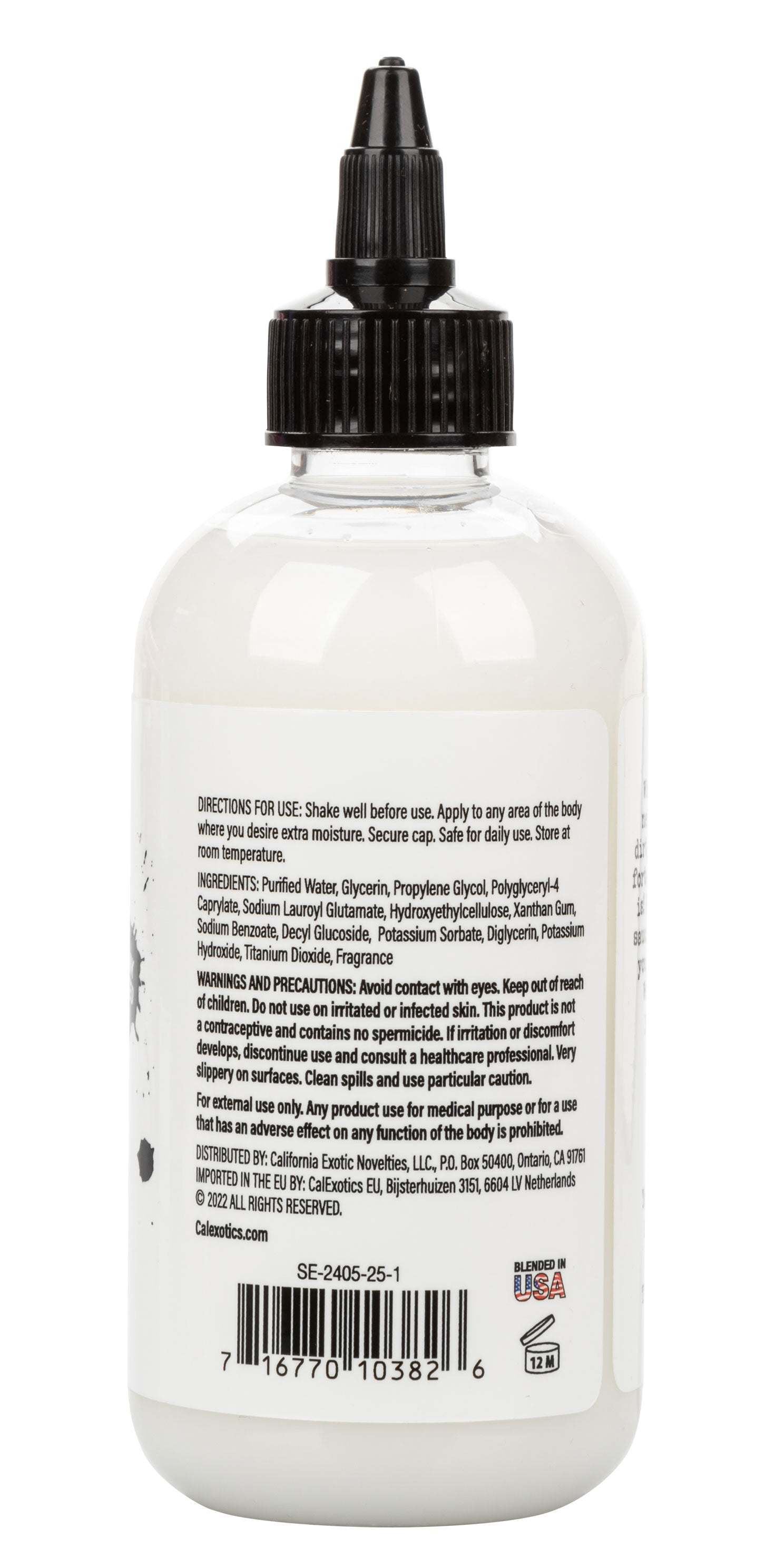8 oz bottle of Fuck Sauce Cum Scented Lubricant with detailed product label and black nozzle cap