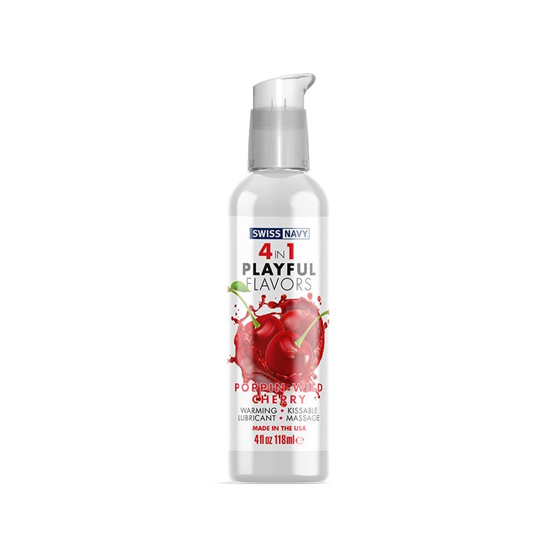 Swiss Navy 4 in 1 Playful Flavors Poppin Wild Cherry flavored warming lubricant 4 oz bottle