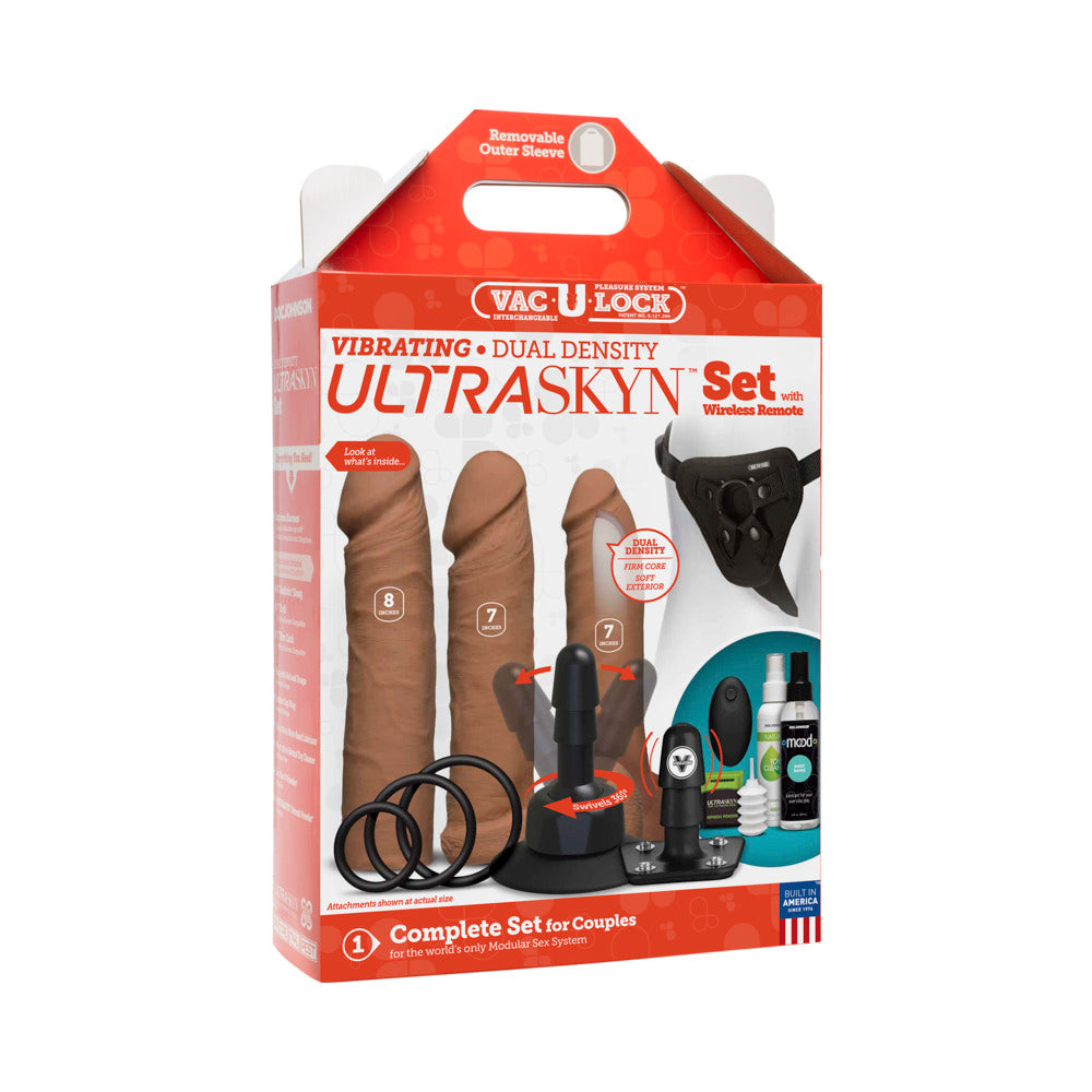 Vac-U-Lock - VIBRATING Dual Density ULTRASKYN Set w/Wireless Remote Caramel by Anal Toys & Stimulators