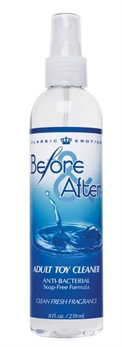 Before and After Spray 8oz bottle of antibacterial adult toy cleaner with fresh fragrance