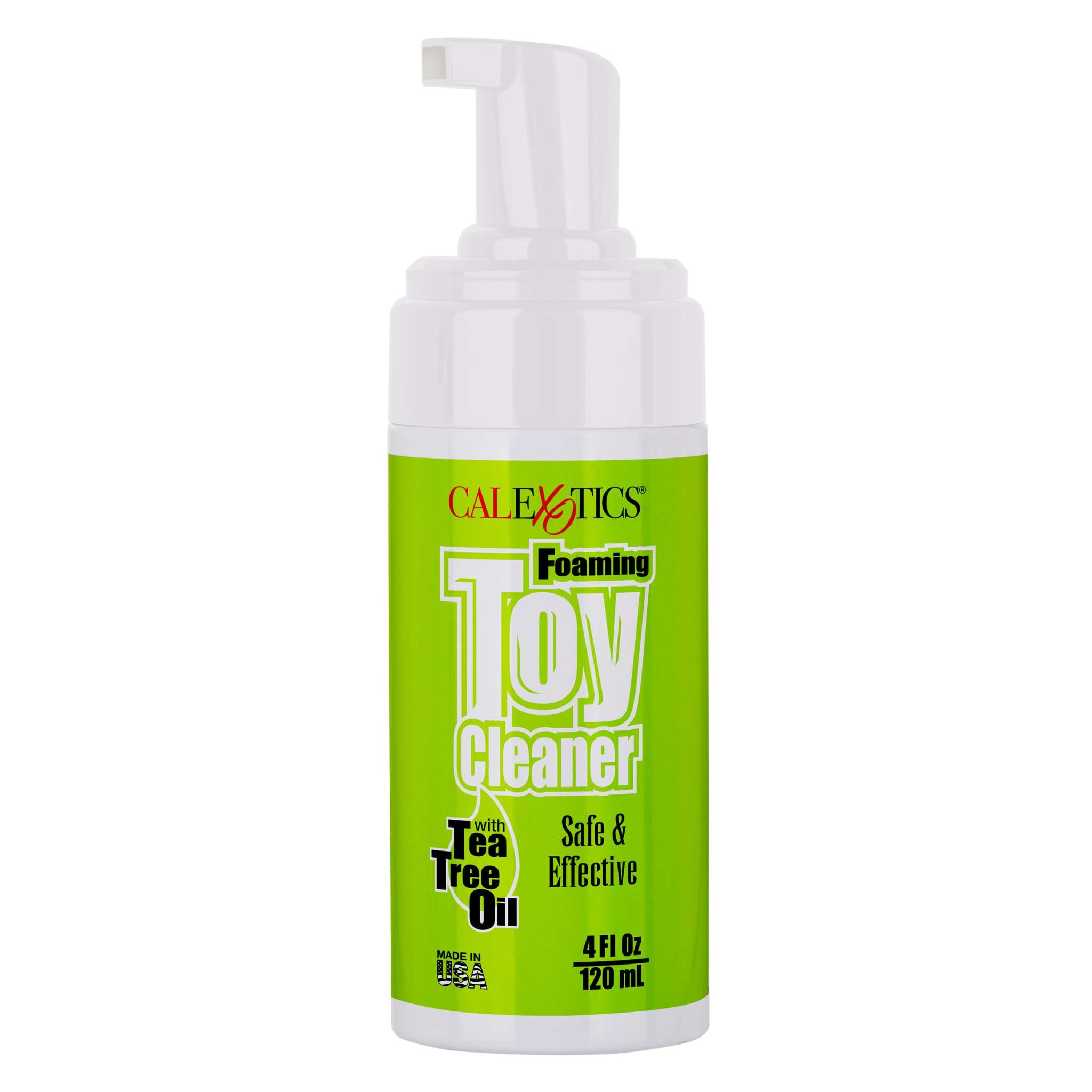 Foaming toy cleaner with tea tree oil in 4 fl oz bottle for safe, effective intimate toy cleaning