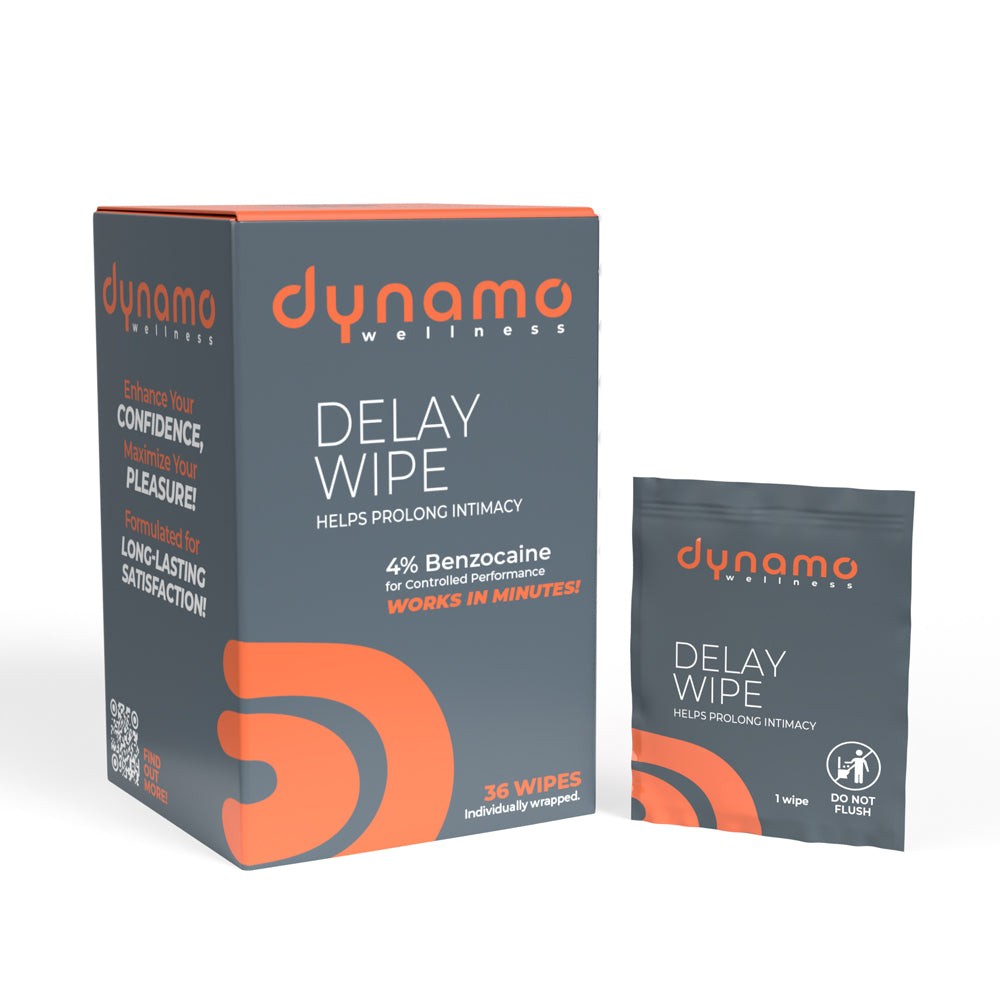 Dynamo Wellness Delay Wipe 4% Benzocaine 36 pack for prolonged intimacy and enhanced confidence