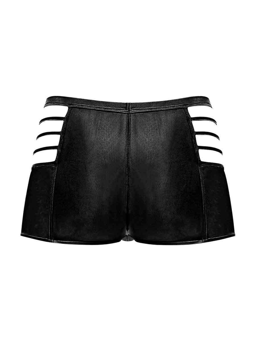 Black Cage Matte Cage Short in large size with strappy side cutouts and matte leather-look finish