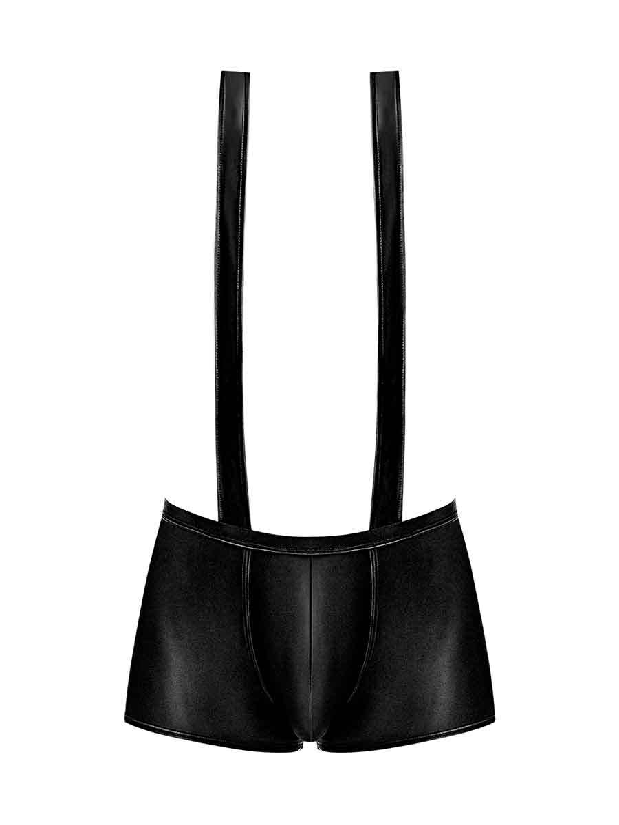Black Cage Matte Cage Back Singlet with crisscross shoulder straps and sleek wet-look finish, size S/M