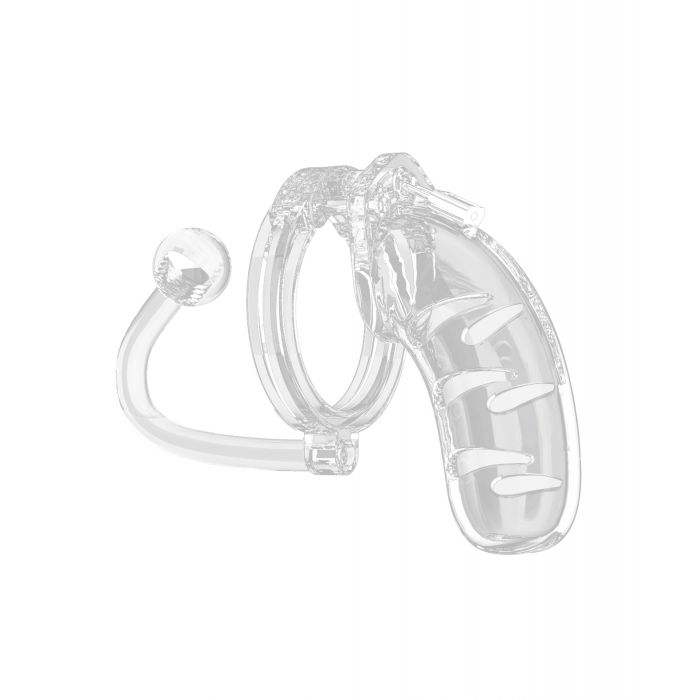 Shots Man Cage 4.5" Cock Cage w/Plug 11 - Clear by Bondage & Fetish Toys