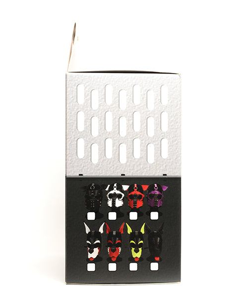 665 Playful Pup Hood collection in various colors displayed in black and white packaging box