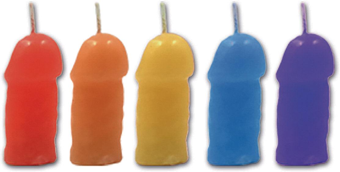 Rainbow Pecker Party Candles - 5 Pack by Bondage & Fetish Toys