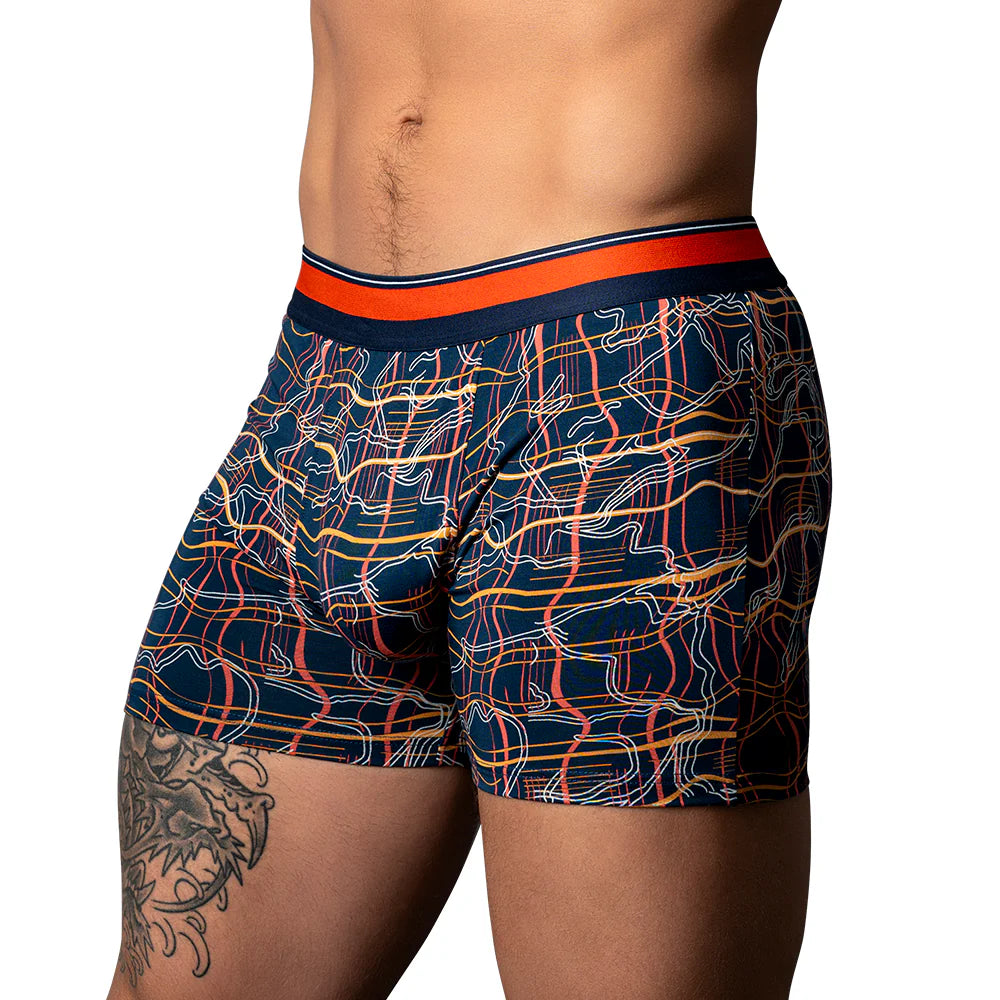Male Power Soo Cumfy Boxer Brief Navy/Orange XL by Apparel