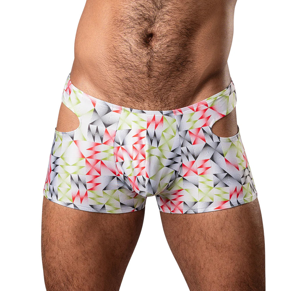 Male Power Cut It Out! Cutout Mini Short Red/Black by Apparel