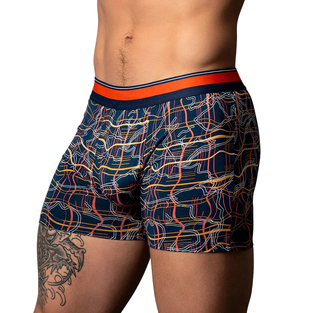 Male Power Soo Cumfy Boxer Brief Navy/Orange S by Apparel