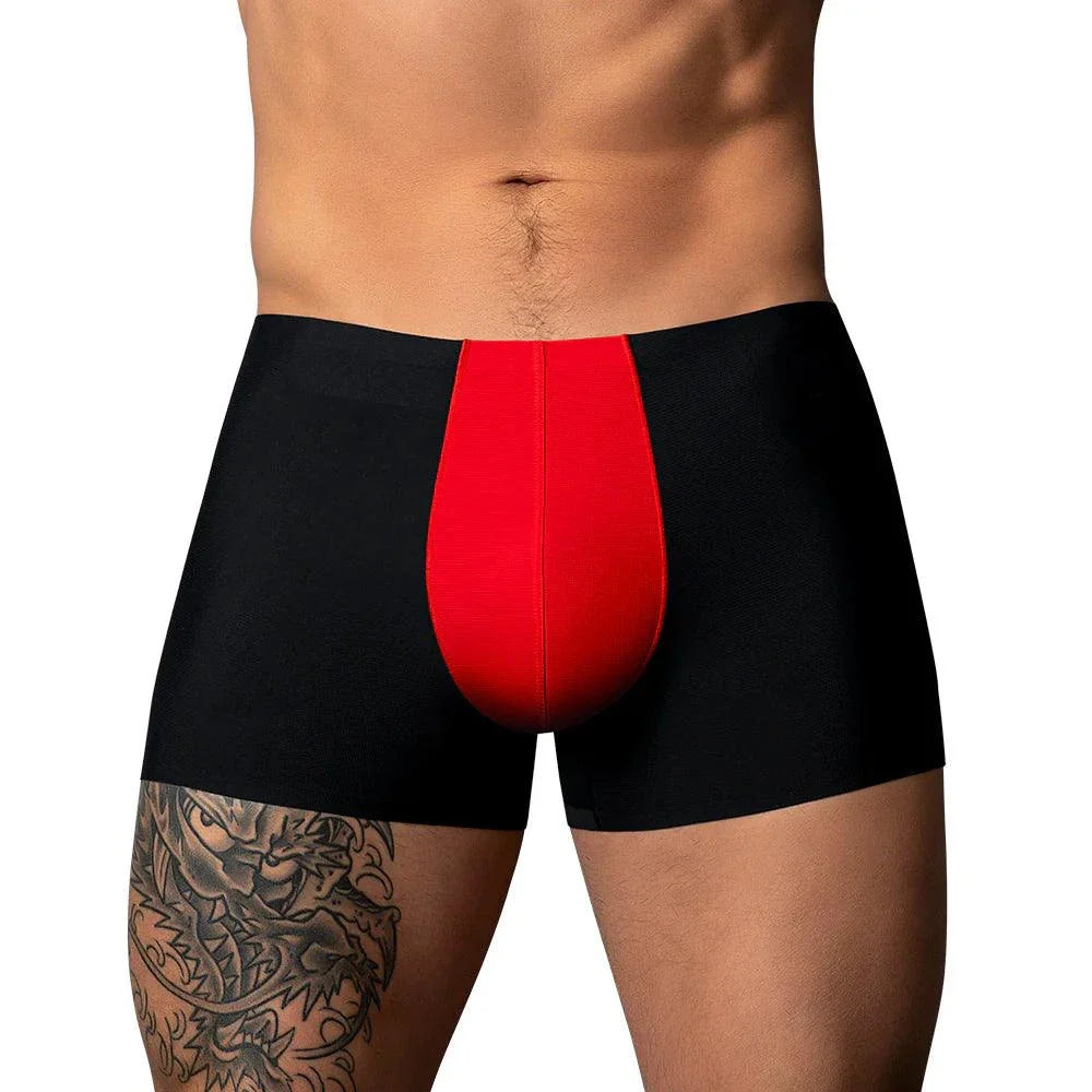 Black and red Male Power Hot Mesh Pouch men's mesh underwear shorts size L with low-rise waist and high-cut legs