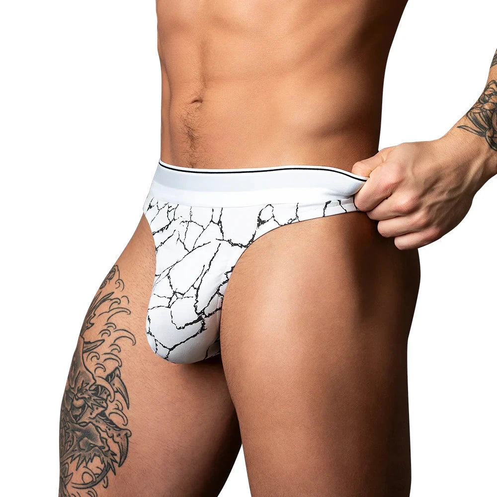 Male Power Soo Cumfy Thong Black/White L/XL by Apparel