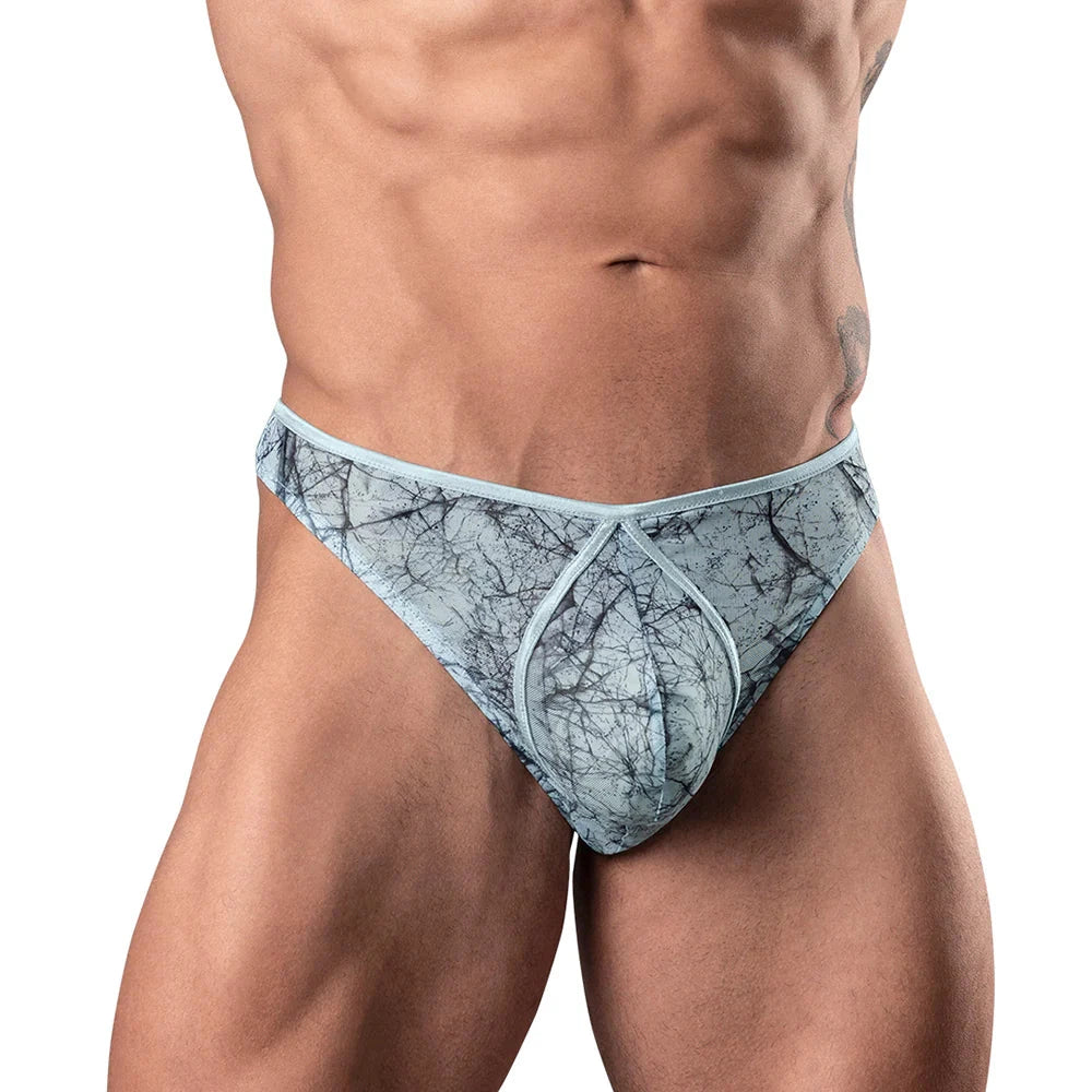 Male Power Marble Mesh Mini Moonshine Silver Blue S/M by Apparel