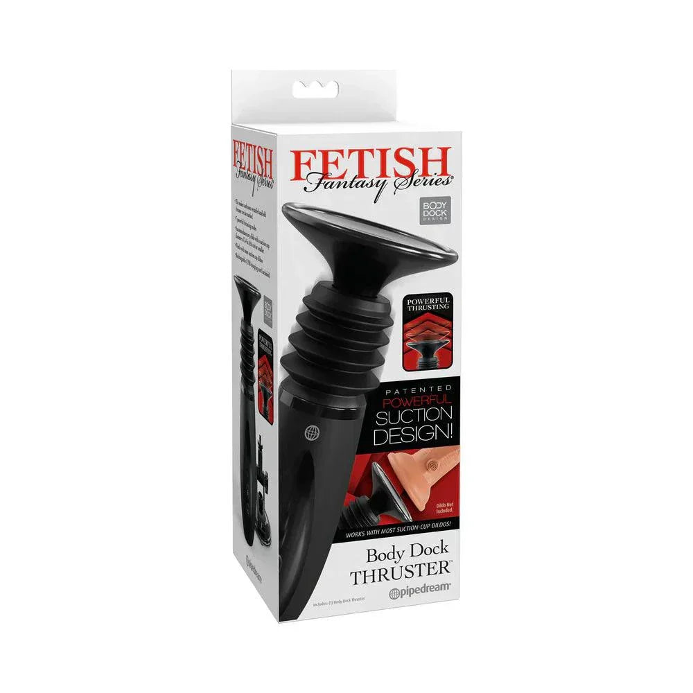 Fetish Fantasy Series Body Dock handheld thruster with powerful suction design and 7 thrusting modes in black packaging
