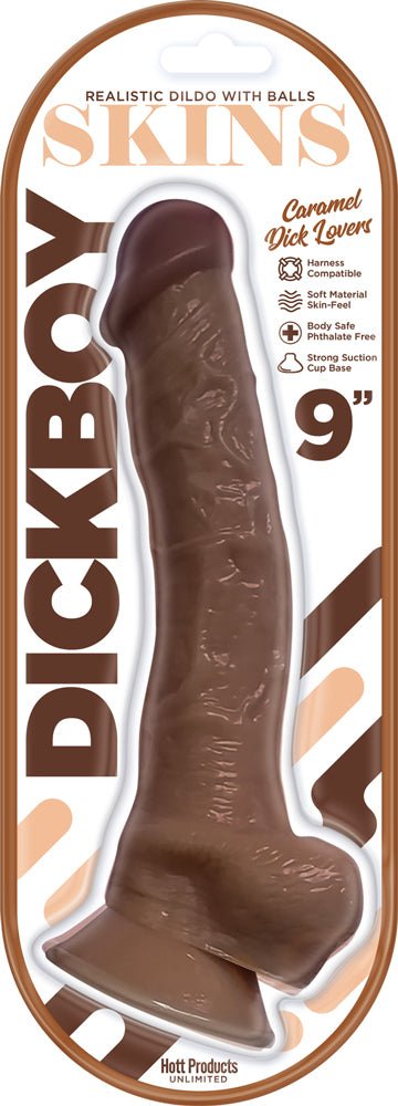 Dickboy Skins 9-inch caramel realistic dildo with balls and strong suction cup base