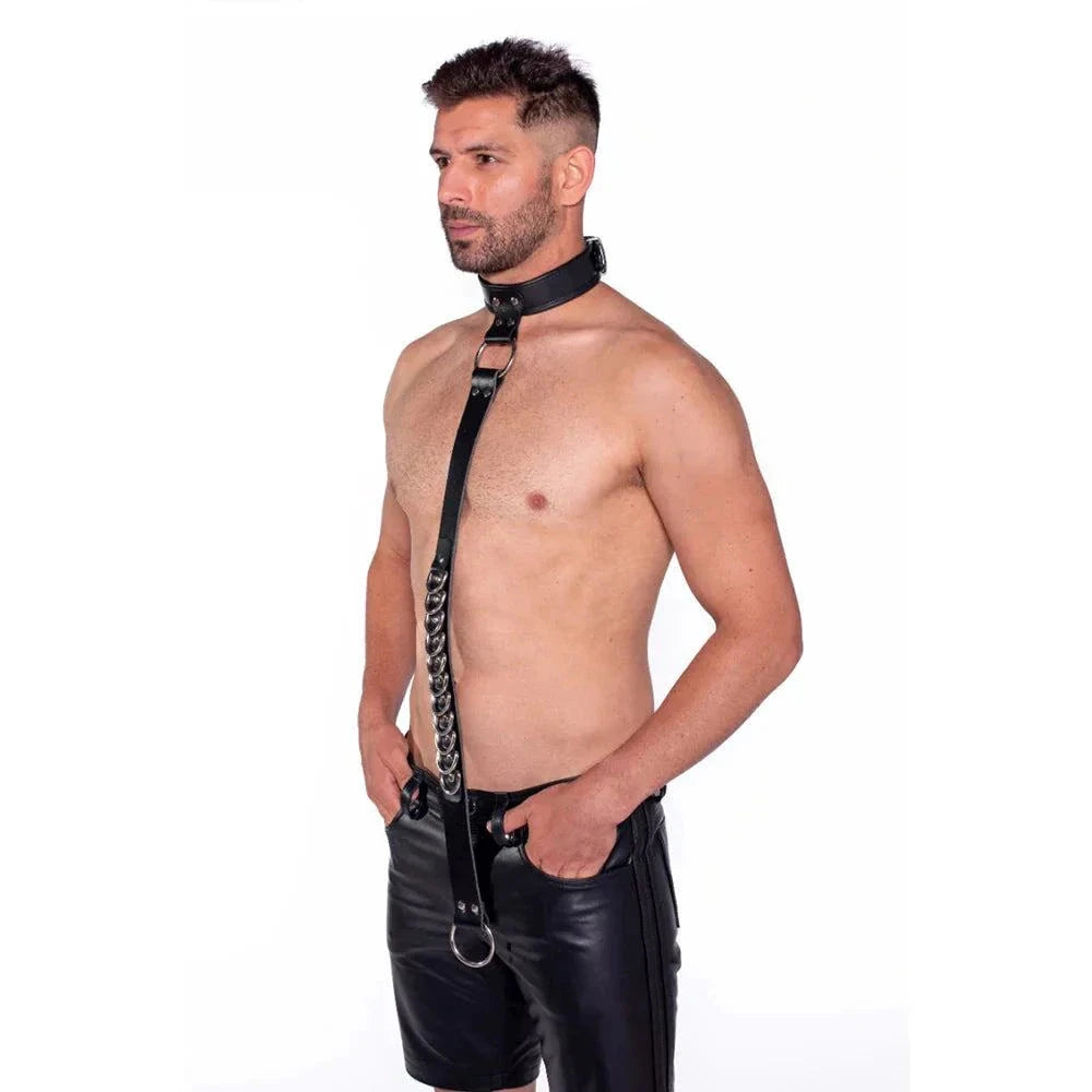 Prowler RED Leather Collar with Strap by