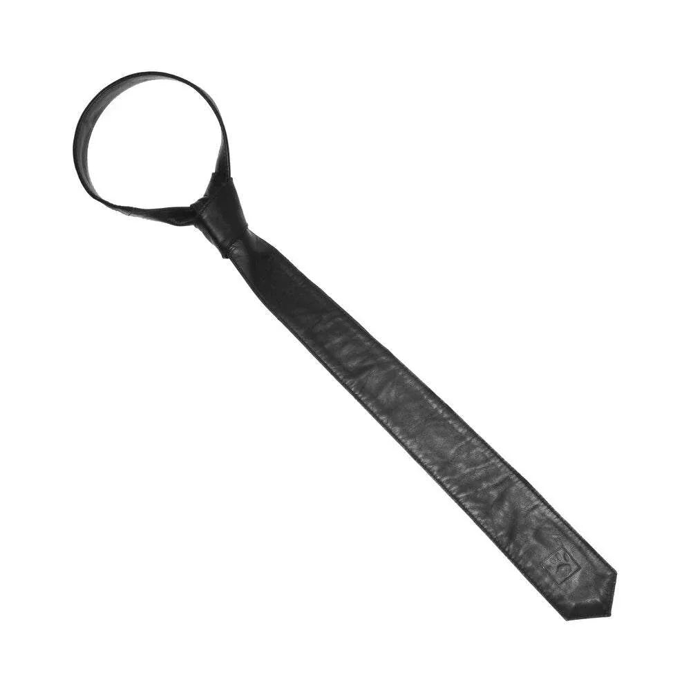black leather tie with a sleek modern design, Prowler RED Leather Tie alternative