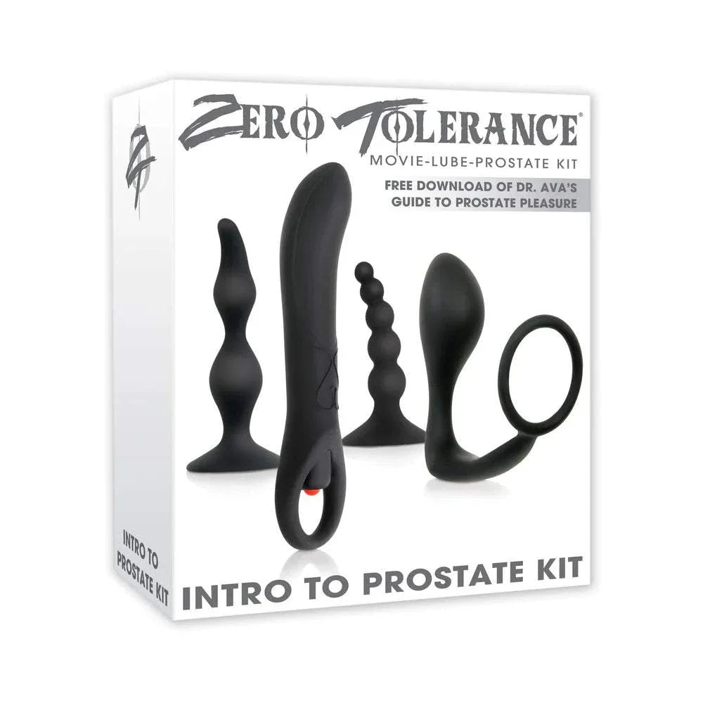 Zero Tolerance Intro To Prostate Kit 4-piece black silicone anal play set with DVD guide