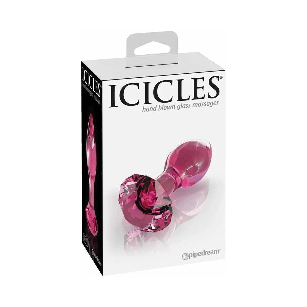 Icicles No. 79 Glass Anal Plug With Faceted Base Pink by Anal Toys & Stimulators