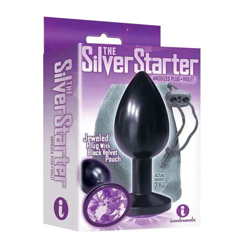 The 9's, The Silver Starter, Bejeweled Annodized Stainless Steel Plug, Violet by Anal Toys & Stimulators