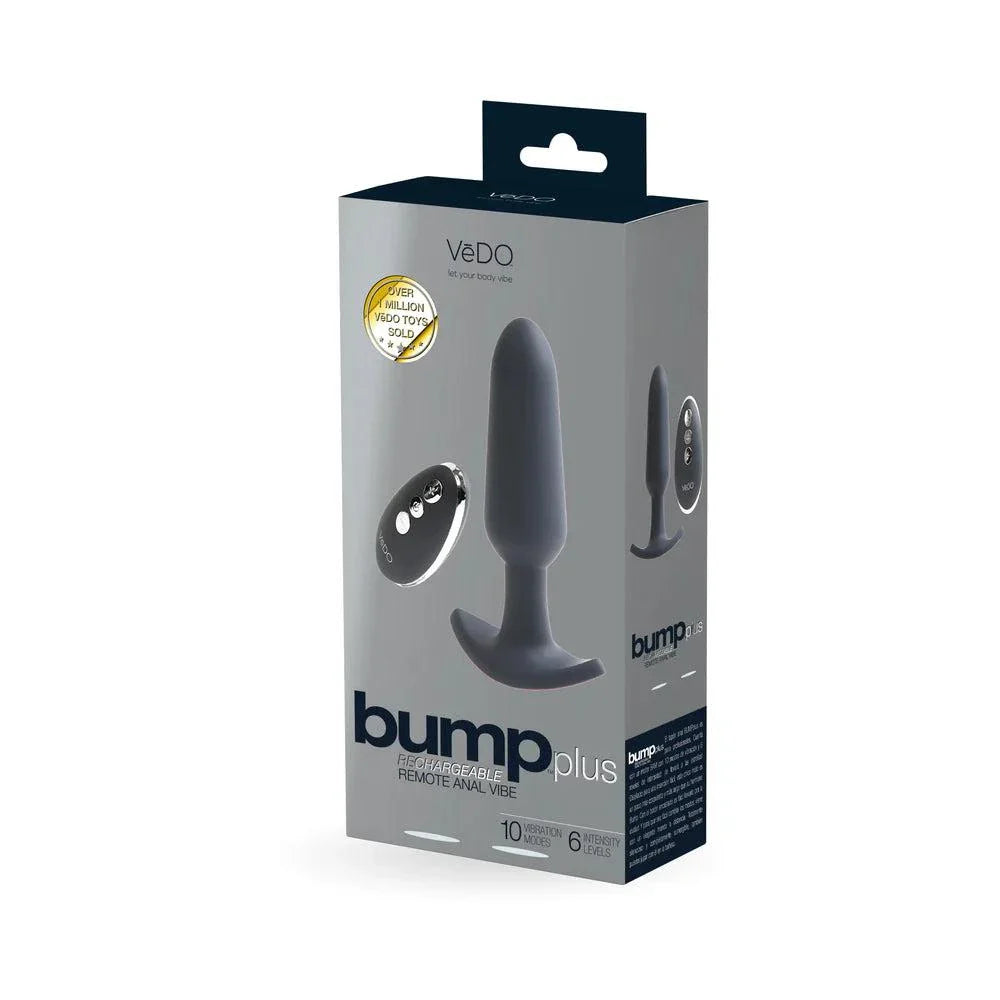 Bump Plus black rechargeable remote control anal vibe with velvety silicone and 10 vibration modes.
