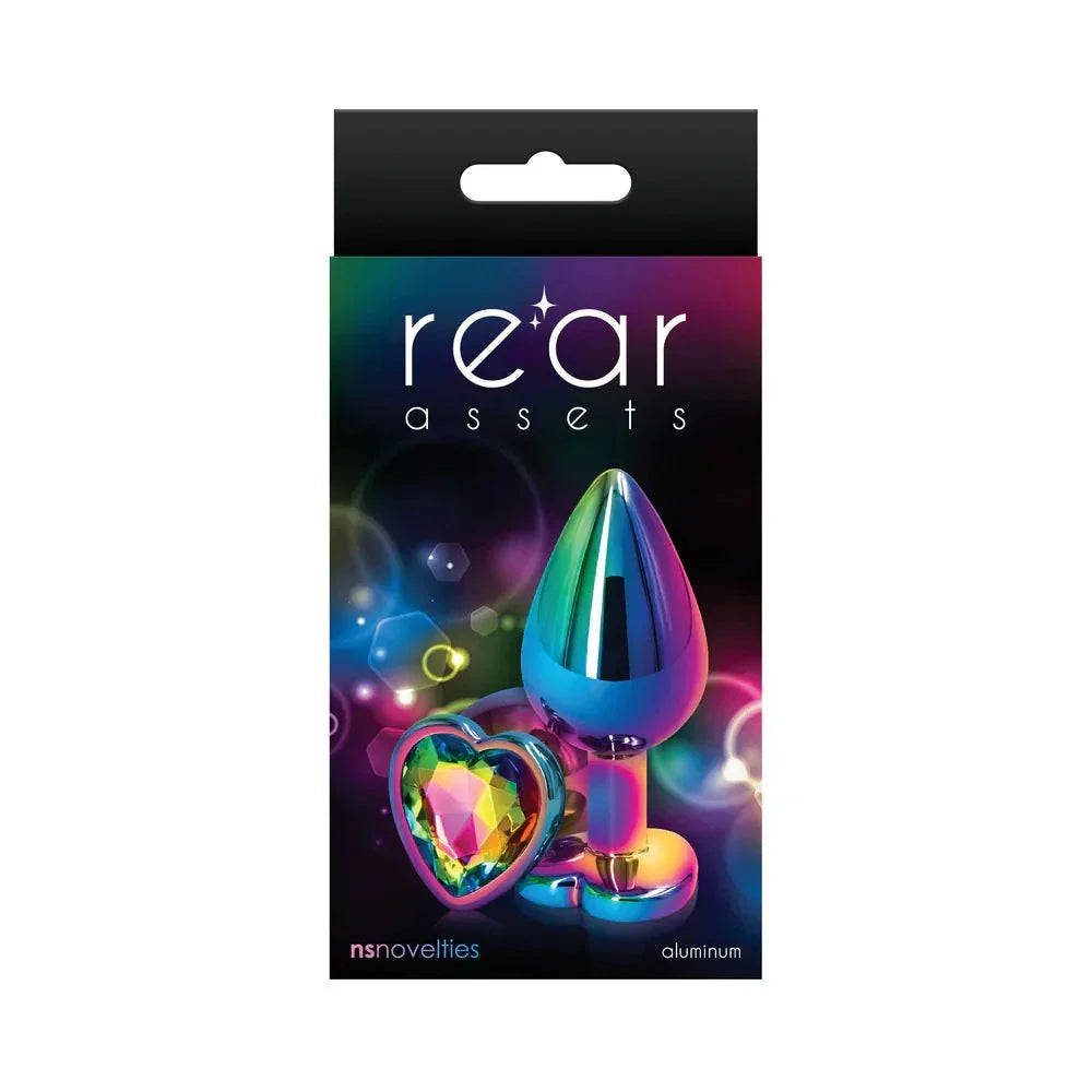 Rear Assets Metal Heart Plug Medium Multicolor/Rainbow by Anal Toys & Stimulators