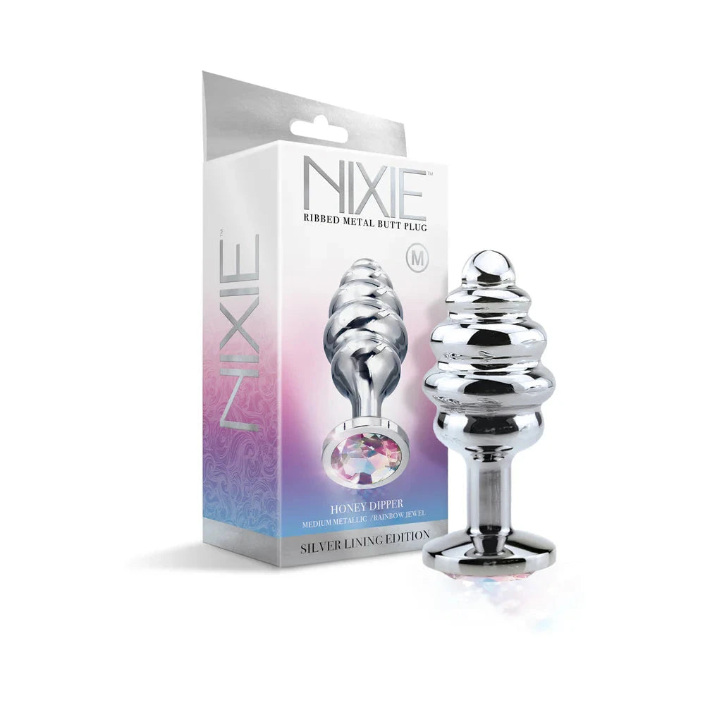 Nixie Ribbed Metal Butt Plug Honey Dipper Medium by Anal Toys & Stimulators
