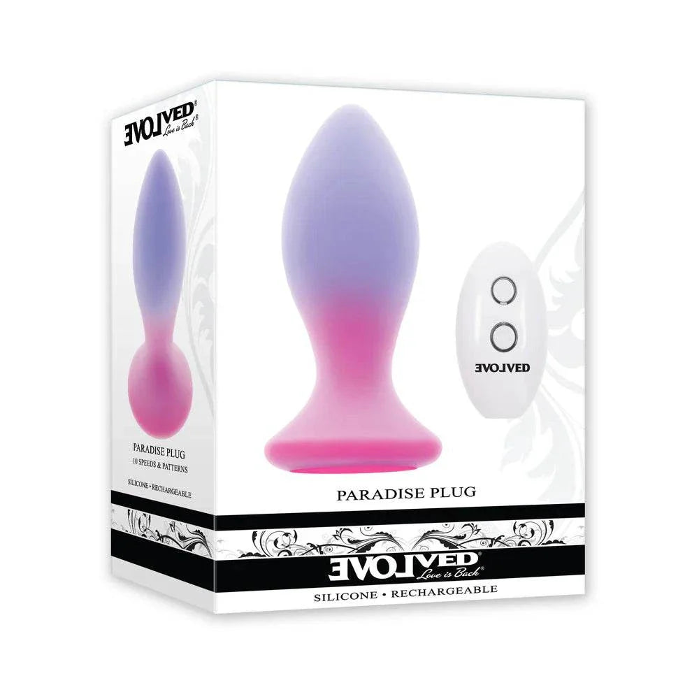 Dual layer rechargeable vibrating anal plug with remote by Evolved, silicone, waterproof, USB-C rechargeable