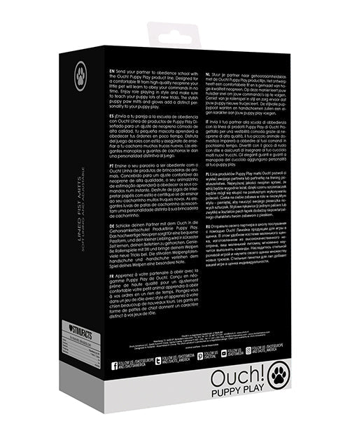 Shots Ouch Puppy Play Lined Fist Mitts - Black by Bondage & Fetish Toys