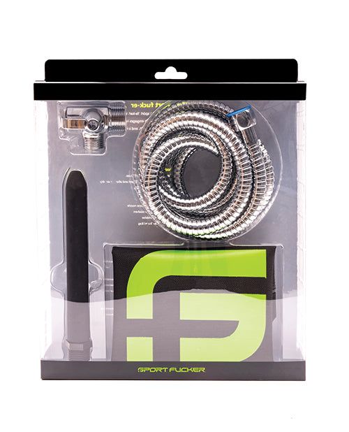 Sport Fucker Shower Kit 6" black with stainless steel hose and shower diverter for hygienic cleaning