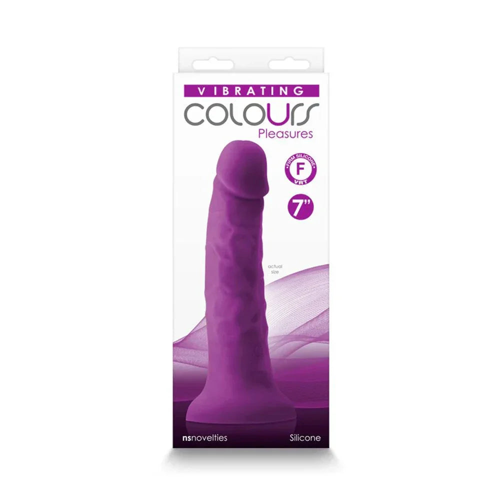 Colours Pleasures 7 in. Vibrating Dildo Purple by Dildos & Dongs