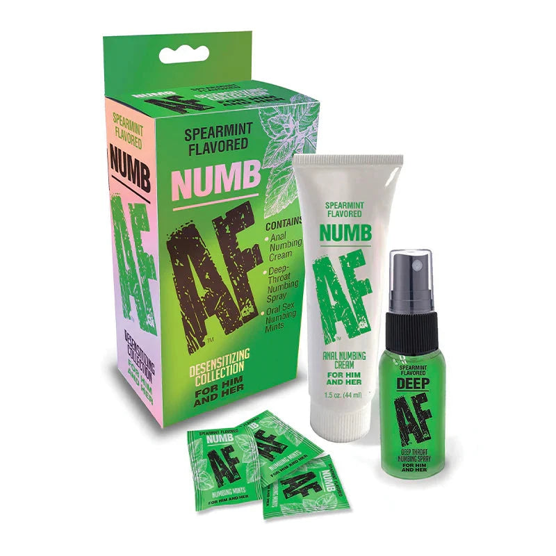 Numb AF Spearmint Flavored Densitizing Collection Cream, Spray & Mints by Sexual Enhancers