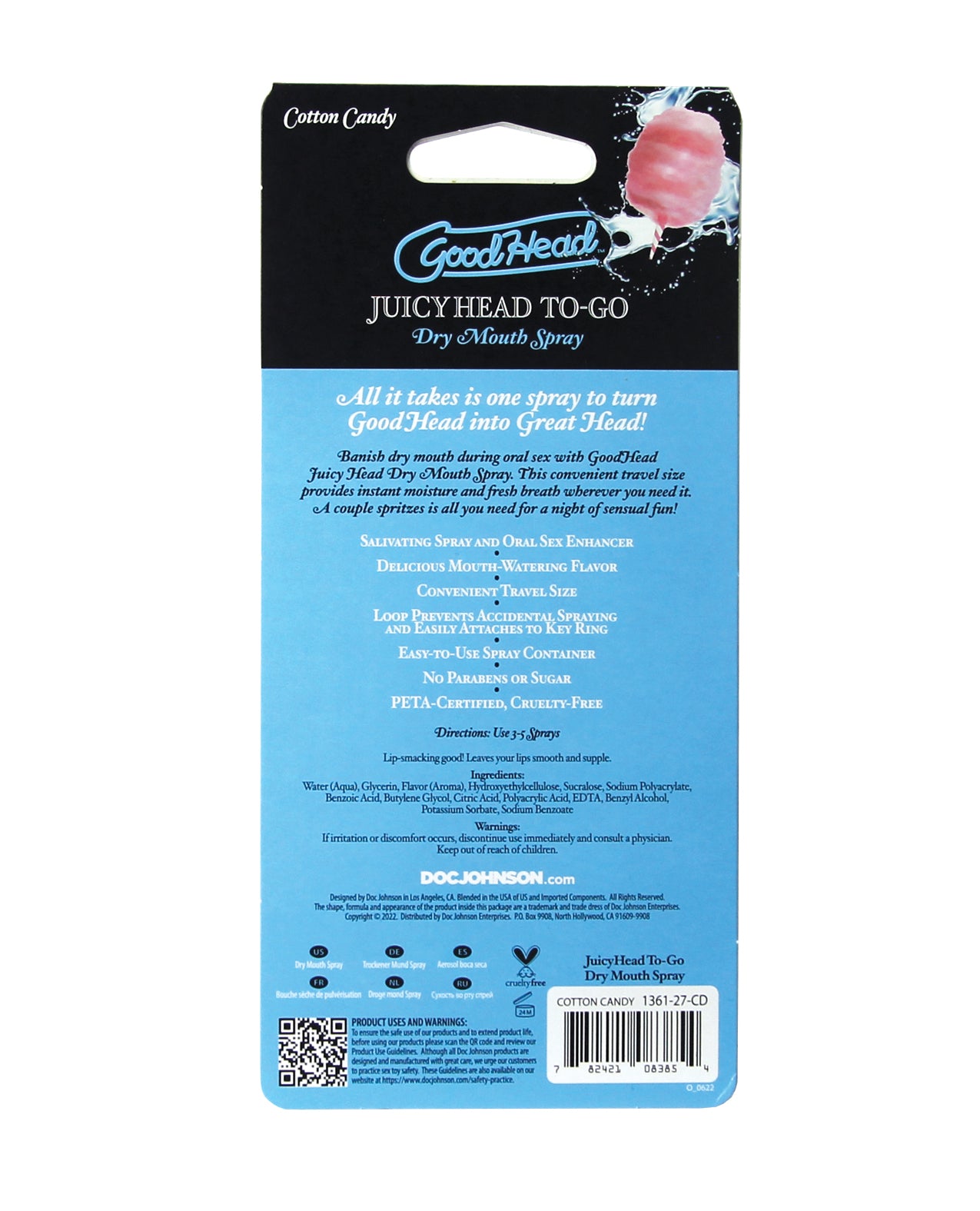 Goodhead - Juicy Head Dry Mouth Spray to-Go .30 Fl - Cotton Candy by Sexual Enhancers