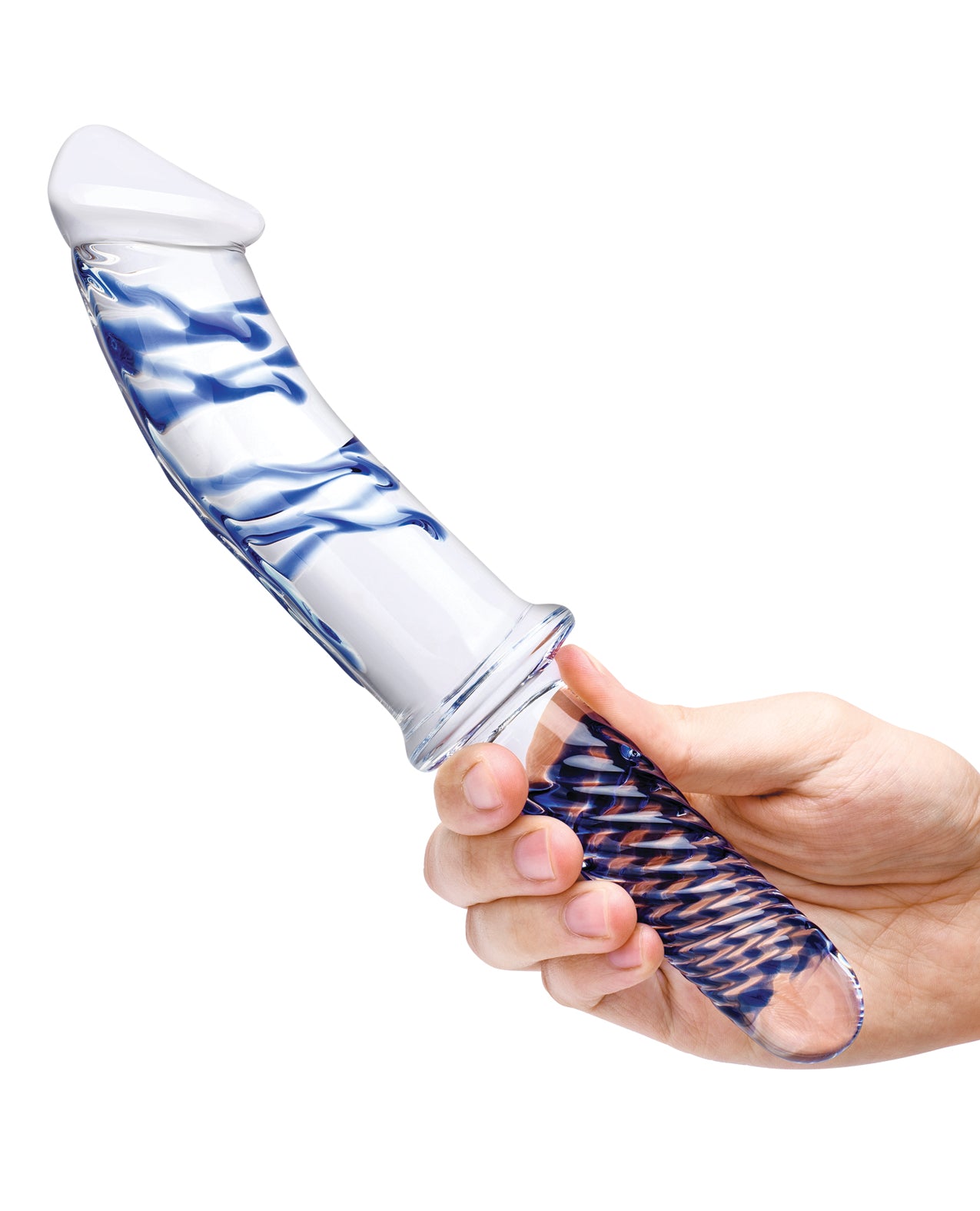 Glas 11 in. Realistic Double Ended Glass Dildo with Handle