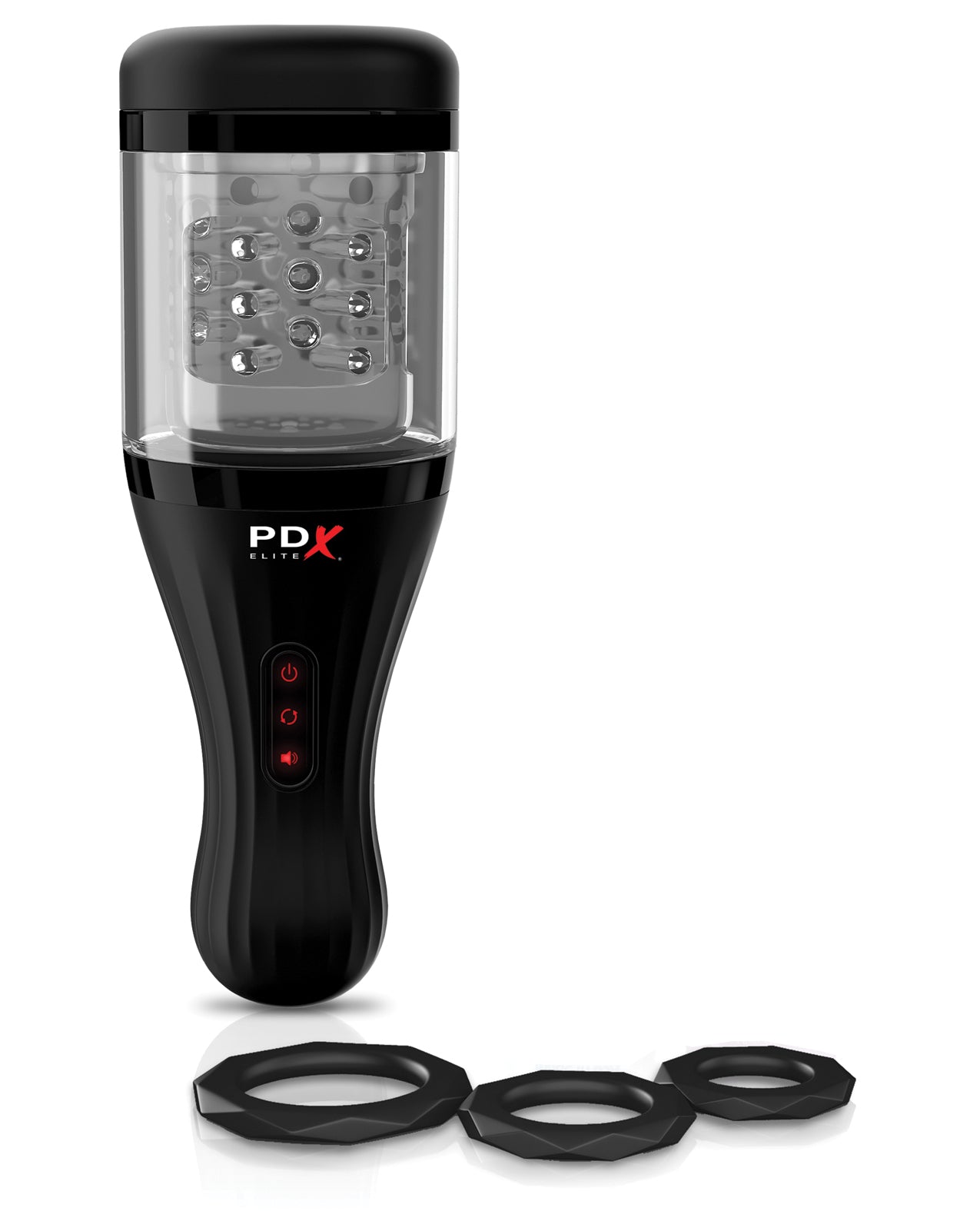 PDX Elite Talk Dirty Rotobator Rechargeable Rotating Masturbator Clear/Black