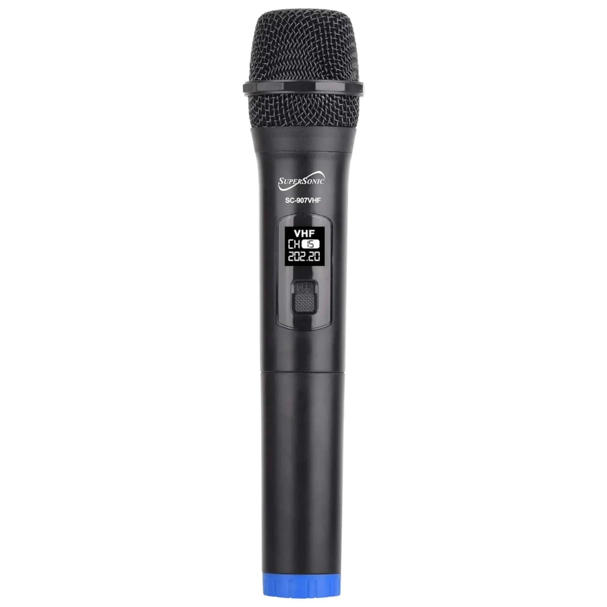 Supersonic VHF Dual Fixed Channel professional wireless microphone handheld transmitter with digital display and black body